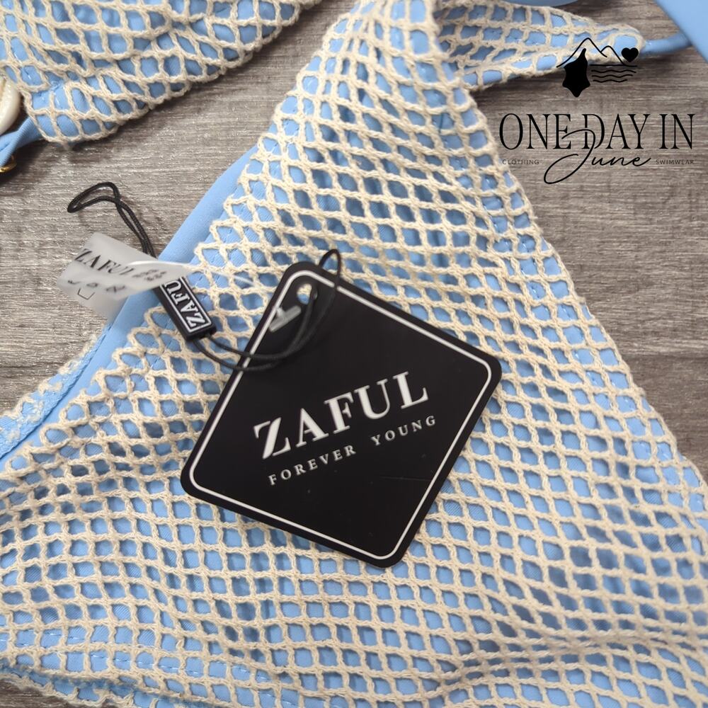 Zaful High Cut Tie Side Tie Back Bikini Swimsuit Size M - Picture 4 of 7